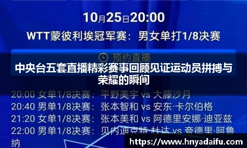 中央台五套直播精彩赛事回顾见证运动员拼搏与荣耀的瞬间